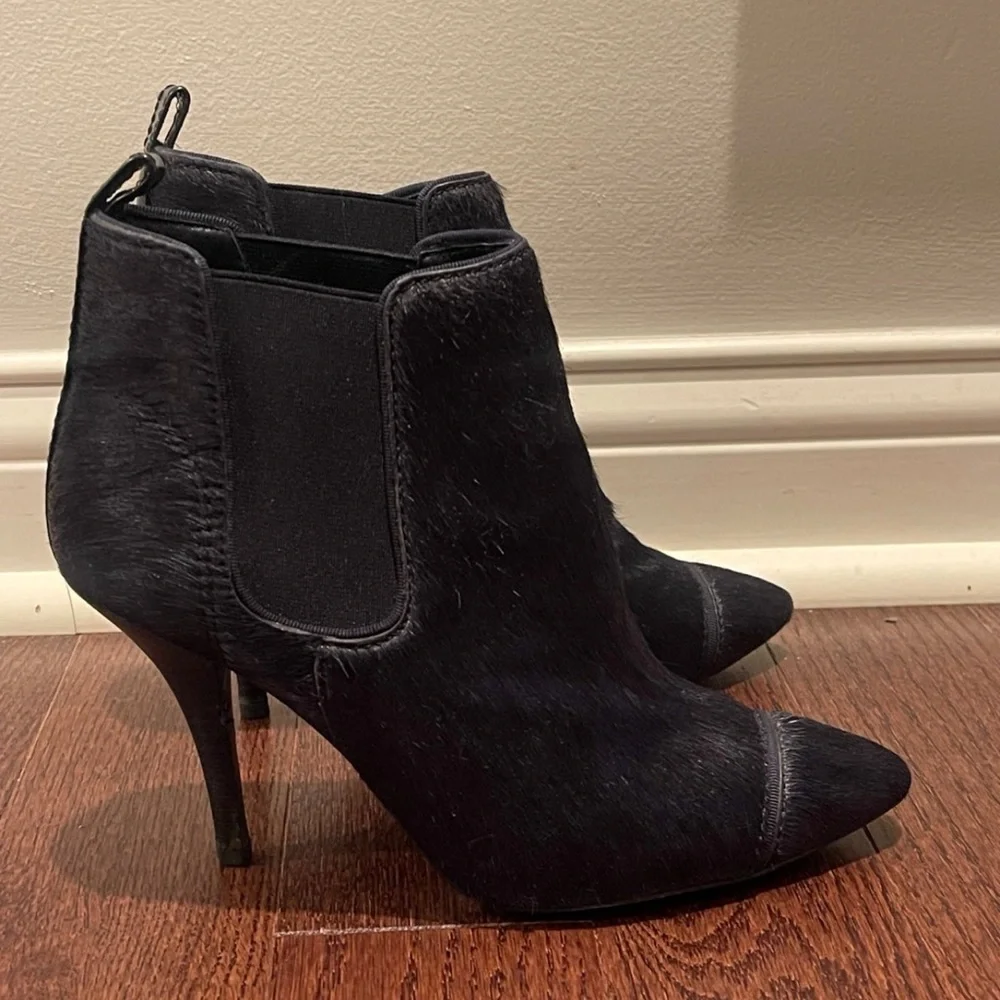 Tory Burch Navy Black Haircalf Ankle Boots Booties Women Shoes 6 1/2 M
